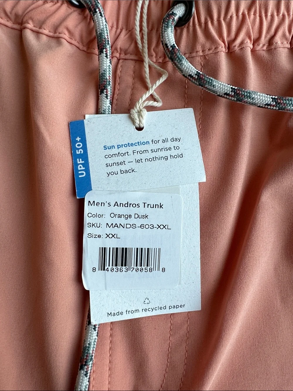 Freefly Men's UPF 50+ Shorts in Peach with Drawstring Waist